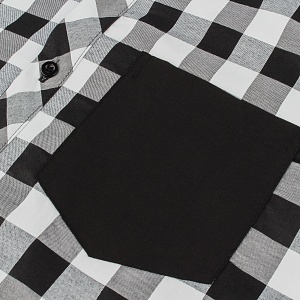 Рубашка Линия черно-белая клетка / черный карман